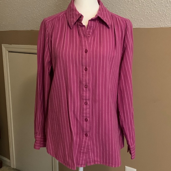 Denim & Co. Long Sleeve Striped Flannel Shirt - Picture 3 of 8